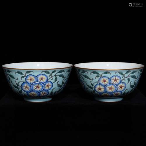 Pair Of Porcelain Enameled Bowls