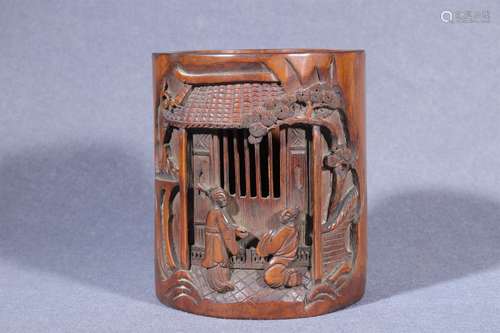 A Bamboo Figure-Story Brush Pot