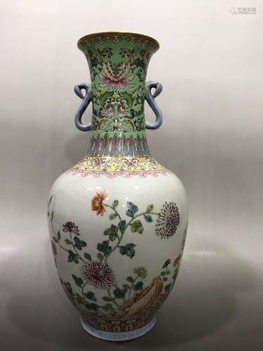 A Porcelain Famille Rose Floral Vase