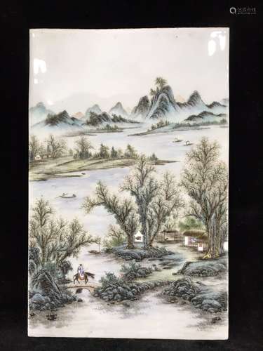 A Porcelain Famille Rose Landscape Board