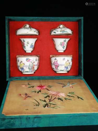 Pair Of Porcelain Famille Rose Figure-Story Cups