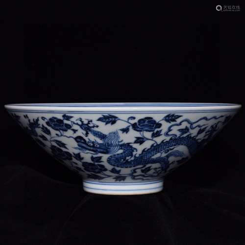 A Porcelain Blue&White Dragon Bowl