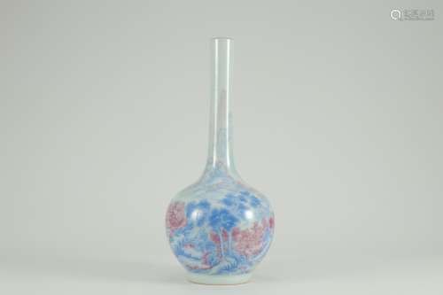 A Porcelain Blue Glazed Landscape Vase