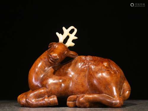 A Burl Deer Shaped Ornament