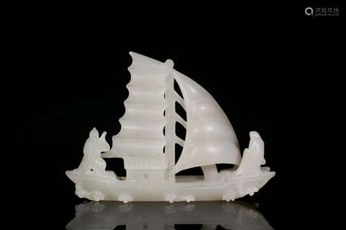 A Hetian Jade Ship Shaped Ornament