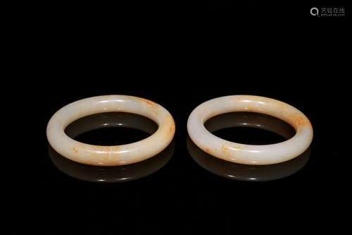 Pair Of Hetian Jade Bangles