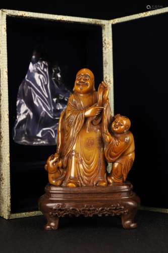 A Tianhuang Stone Arhat Statue Ornament