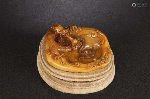 A Tianhuang Stone Dragon Carving Brush Washer