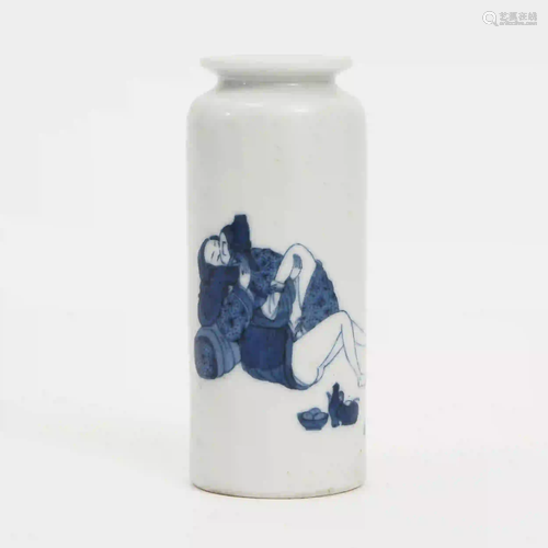 A Blue and White Snuff Bottle, Late Qing Dynasty