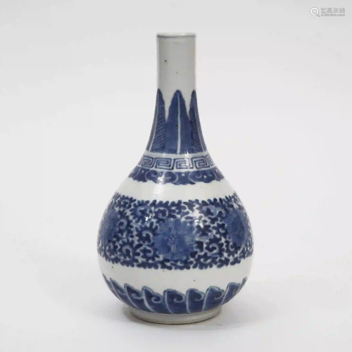 A Blue and White Conical Vase, Kangxi Period, Qing