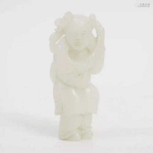 A Hetian White Jade Boy, Mid Qing Dynasty