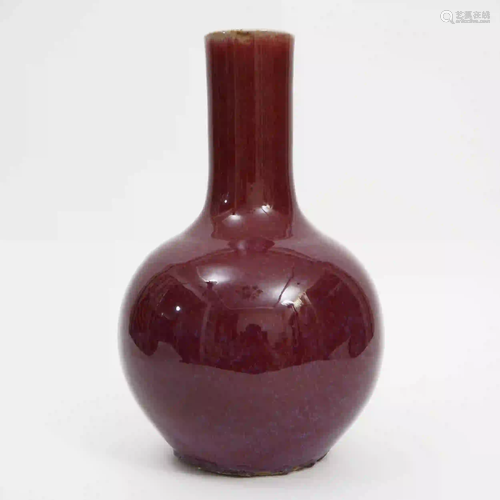 A Red-glazed Kiln-changing Celestial Bottle, Late Qing