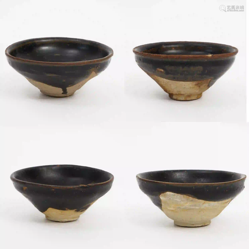 Four Small Black-glazed Bowls From Cizhou kiln, Song