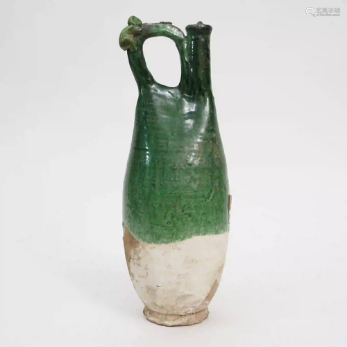 A Green-glazed Bagging Pot, Liao Dynasty