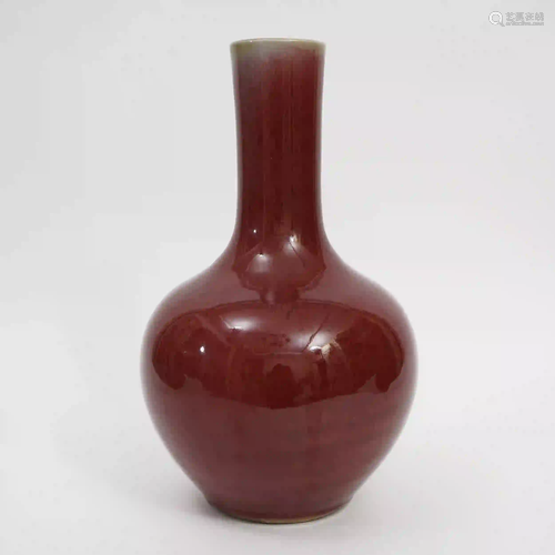 A Red Glazed Celestial Bottle, Late Qing Dynasty