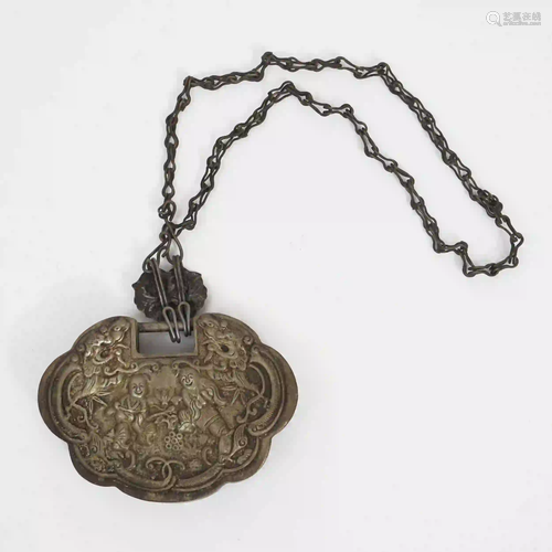 A Silver Longevity Lock, Qing Dynasty