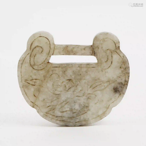 A Piece of Hetian Jade Longevity Lock, Qing Dynasty