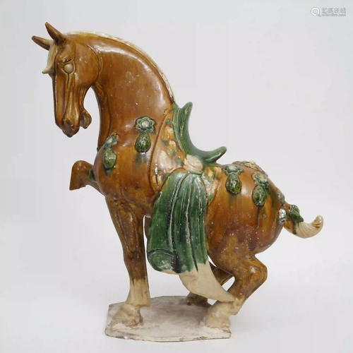 A Tricolor Pottery Horse, Tang Dynasty