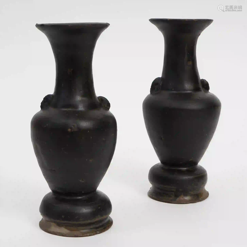 A Pair of Black-glazed Vases from Jizhou Kiln, Song