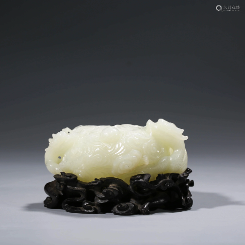 A CHINESE WHITE JADE WASHER & STAND