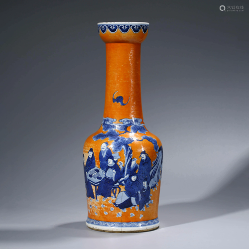 A CHINESE IRON-RED GLAZED BLUE & WHITE PORCELAIN VASE,