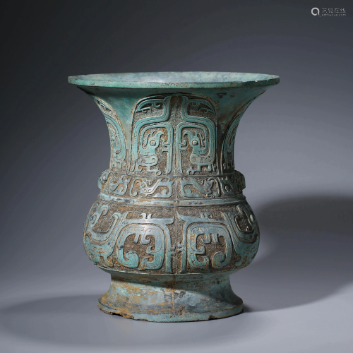 A CHINESE BRONZE PHOENIX VESSEL, ZUN