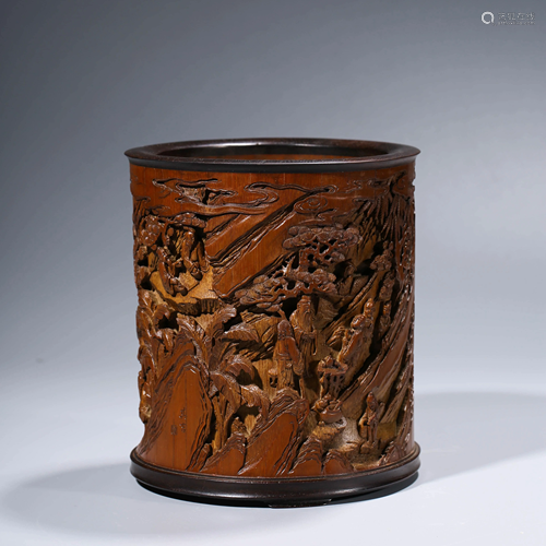 A CHINESE BAMBOO BRUSHPOT