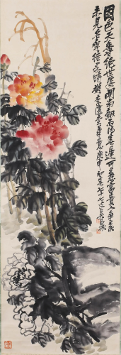 A SCROLL PAINTING BY WU CHANG SHUO