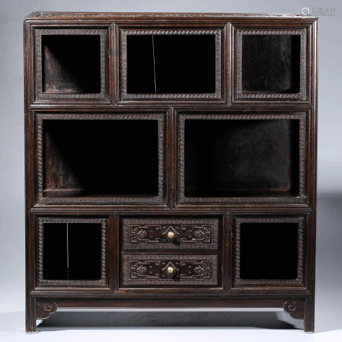 A CHINESE ZITAN WOOD CABINET