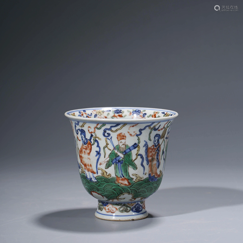 A CHINESE WUCAI PORCELAIN CUP, JIAJING MARK