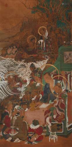 A SCROLL PAINTING OF LUO HAN
