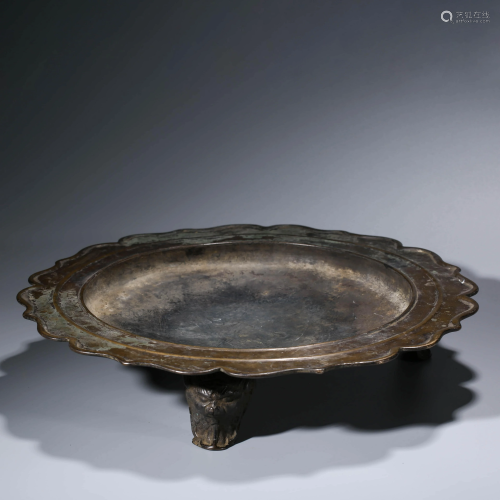 A CHINESE BRONZE FIRE BASIN
