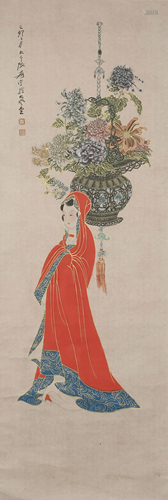 A SCROLL PAINTING BY ZHANG DA QIAN