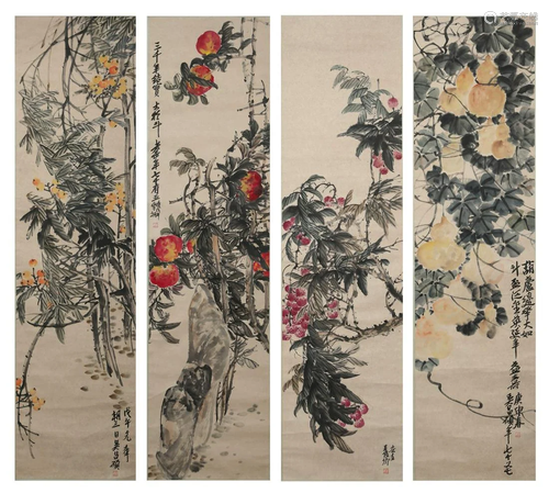 A SCROLL PAINTING BY WU CHANG SHUO