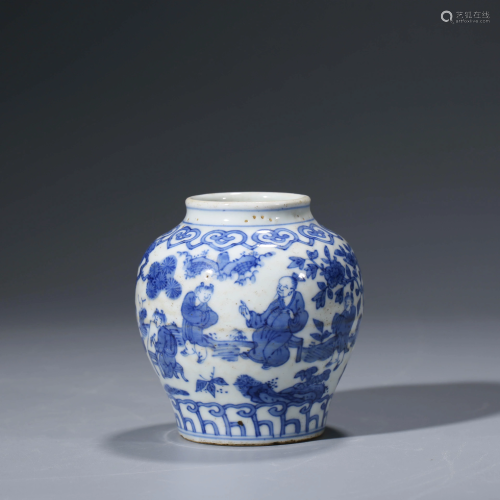 A CHINESE BLUE & WHITE PORCELAIN JAR WITH JIAJING MARK