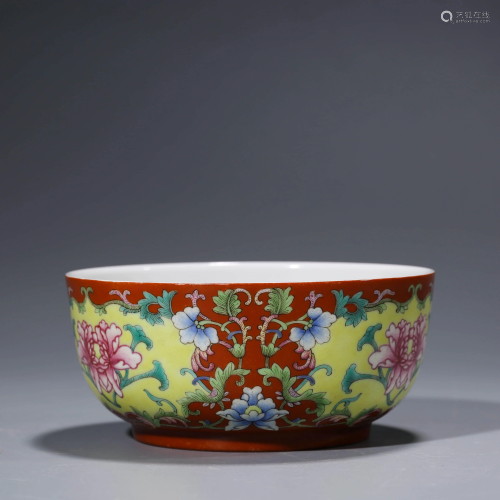 A CHINESE CORAL-RED GLAZED FAMILLE ROSE PORCELAIN B…
