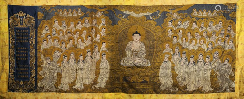 A CHINESE THANGKA OF SAKYAMUNI