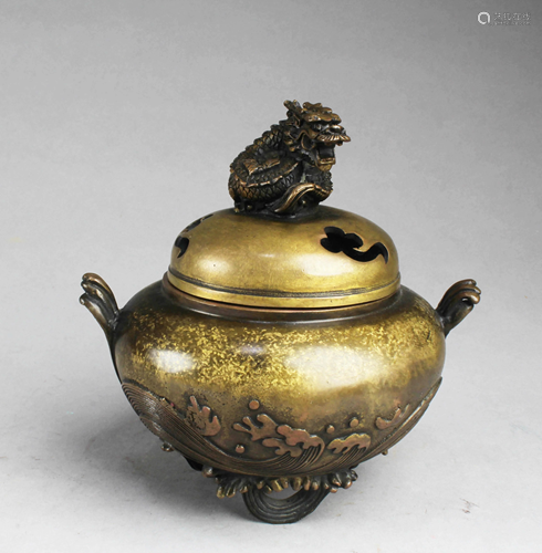 Chnese Bronze Censer With Lid