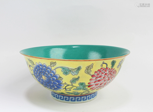 Chinese Famille Jaune Porcelain Bowl