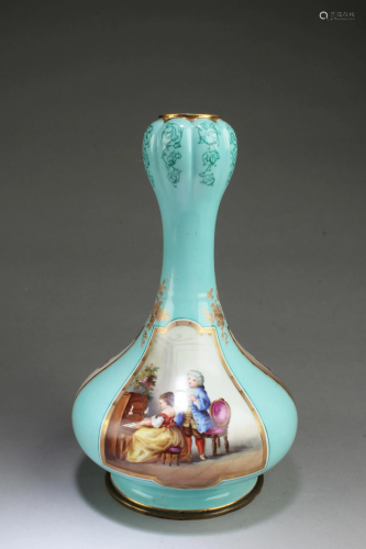 Anique Porcelain Vase with Gilt Bronze Inlay