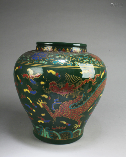 Chinese Green Color Porcelain Jar