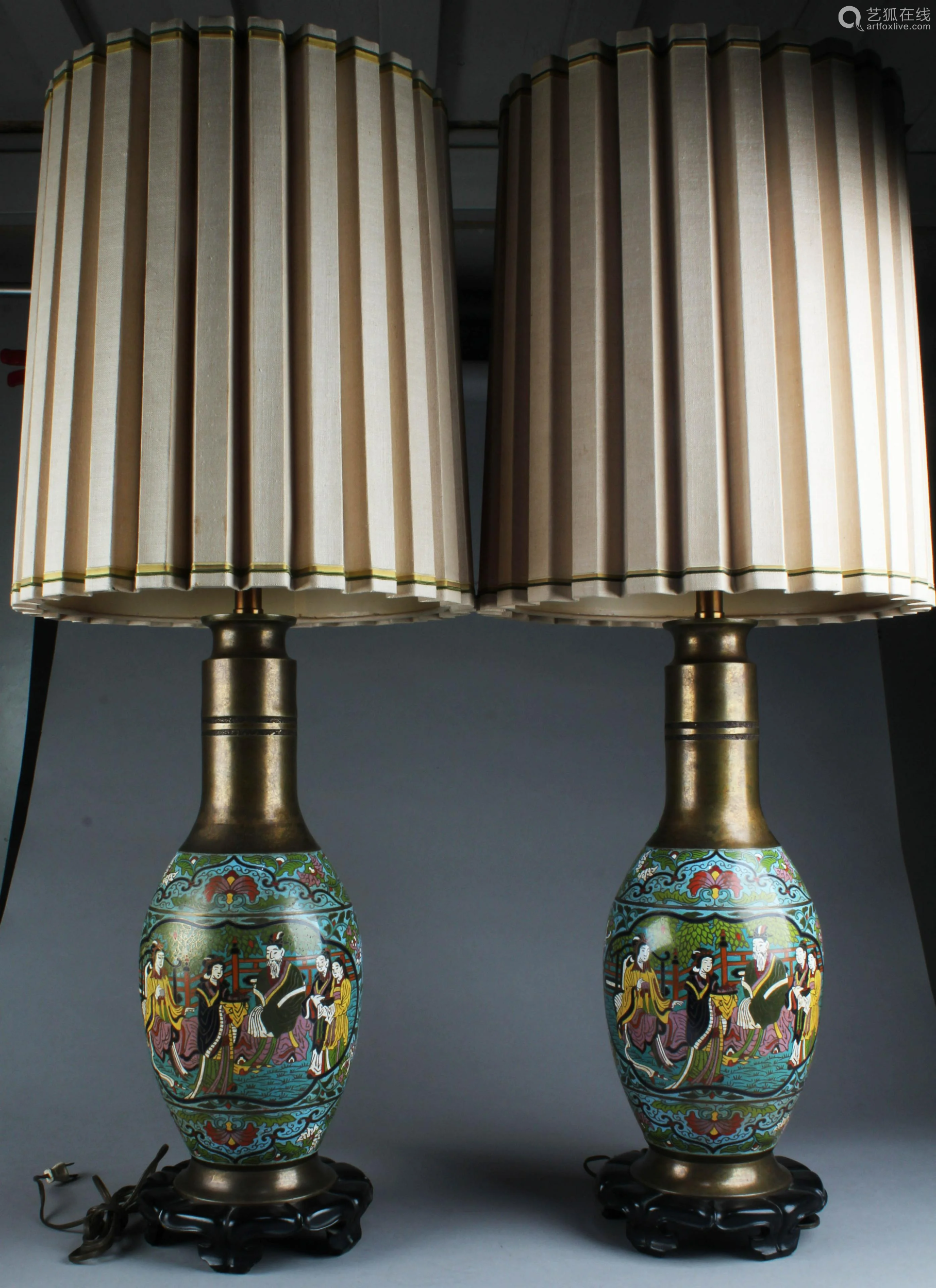 Antique Pair Of Cloisonne Table Lamps, Antique Cloisonne Table Lamps