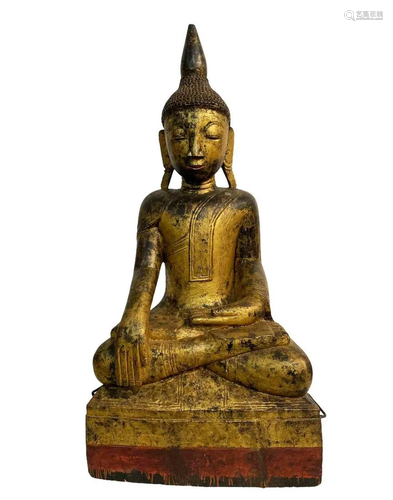 Antique Gilt Wooden Buddha Statue