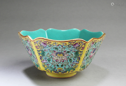 Chinese Famille Jaune Porcelain Bowl