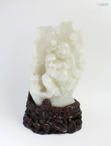 Chinese Jade Carved Statue, GIA # 6167107146