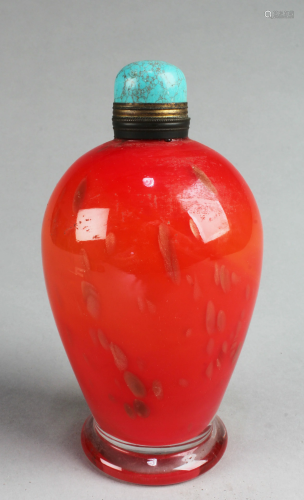 A Large Red Color Glass Snuff Bottle