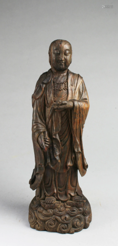 A Hand Crafted Hardwood Buddha Statue