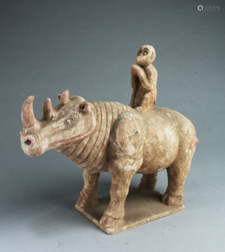 Chinese Pottery Rhino Figurine