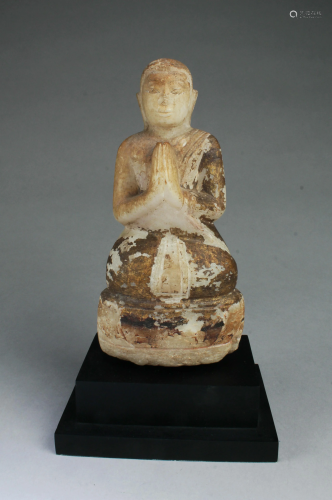 Antique Gold Paste Carved Stone Buddha Statue