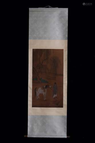 A Chinese Painting Of Figure&Horse, Yang Jin Mark
